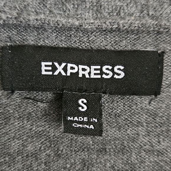 Express Womens Short Sleeve Cardigan Sweater Sequins S Gray Knit Lightweight - Picture 7 of 8